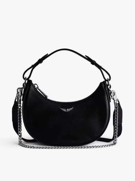Philipp Plein Winged Logo Crescent Black Hobo Bag Shoulder Bags - 1