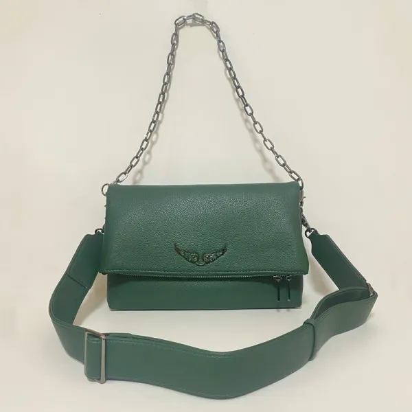 Design Wing Logo Fold-Over Crossbody Bag in Forest Green - 1