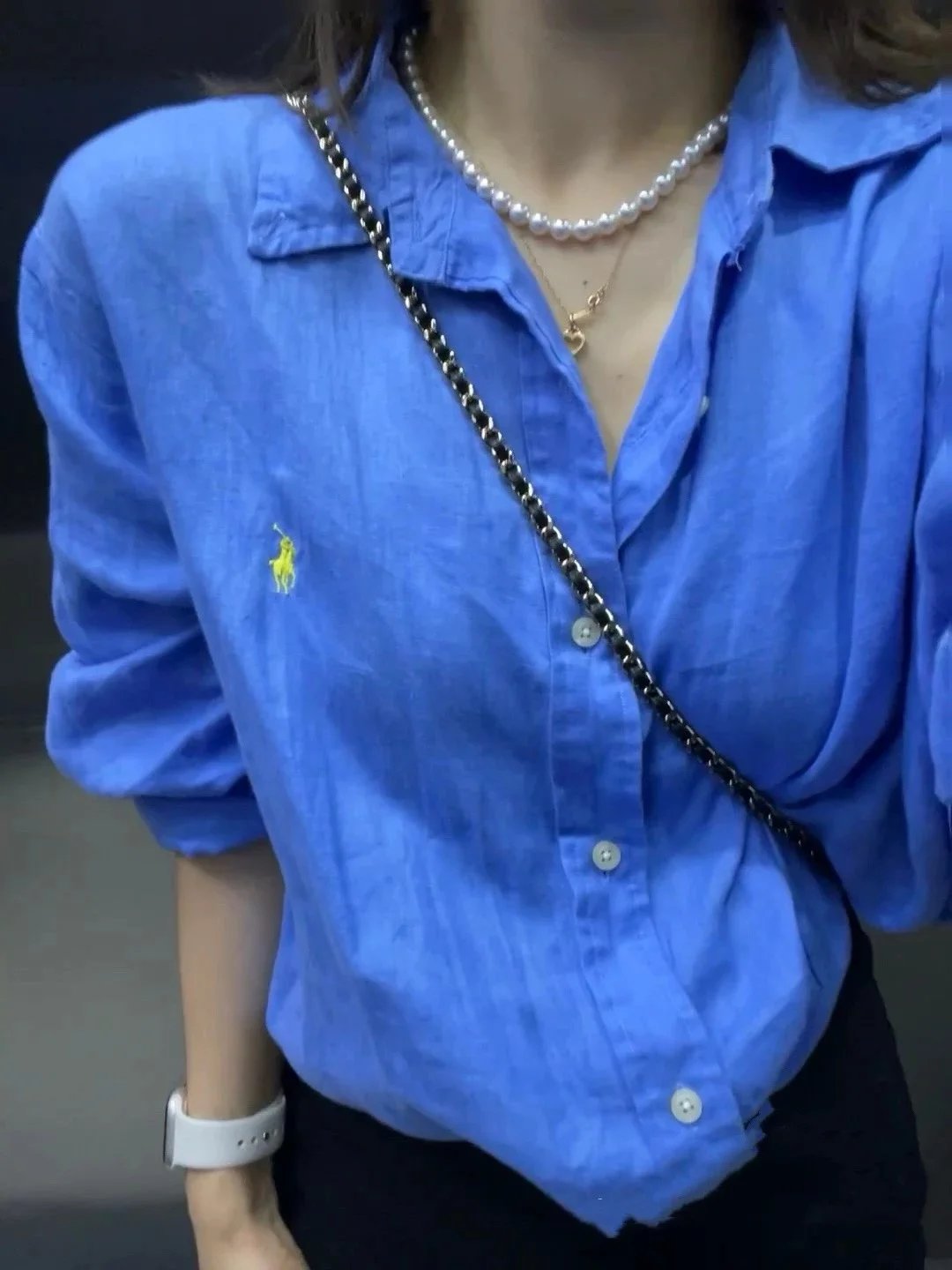 多色亚麻衬衫长袖 14
