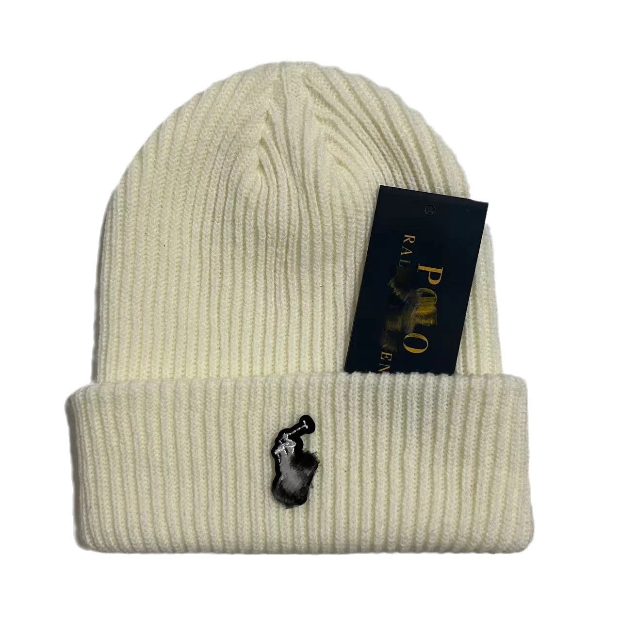 冬季小马刺绣毛线帽男女同款潮欧美简约针织帽户外保暖防寒套头帽-MLMLSPTS0606-L