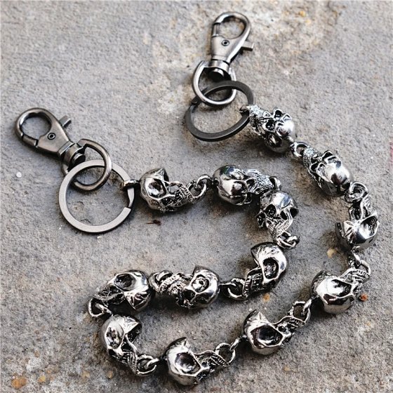 Alternative skull connected metal pants chain, big ghost head, dark hip-hop personality, Japanese trend waist chain - LMLSPTS0707