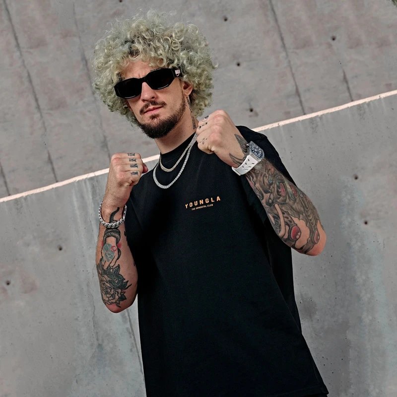 美式男士超大T恤健身运动健身棉质圆领短袖训练服T恤-MLMLSPTS0808