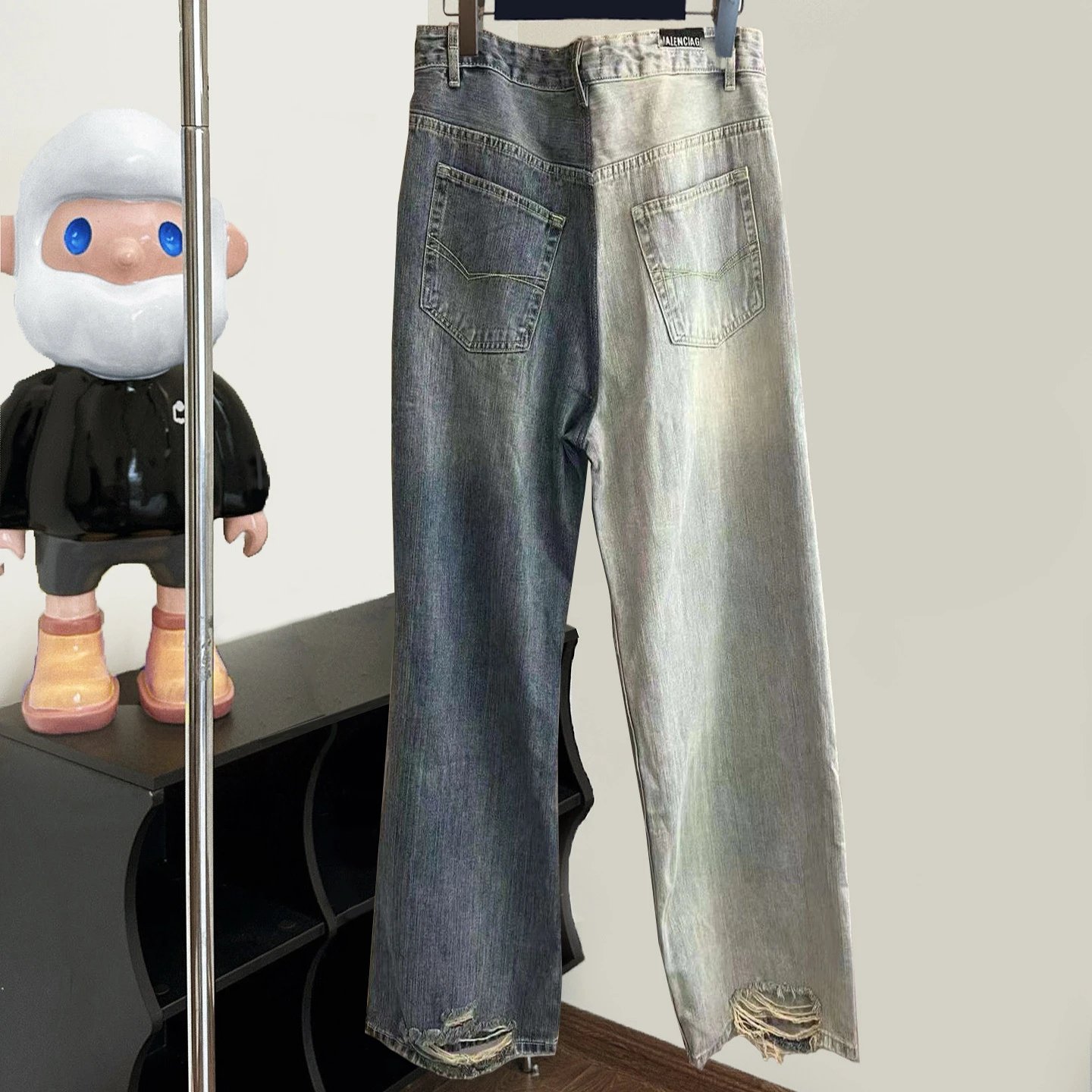 Balenciaga Two Tone Distressed Jeans