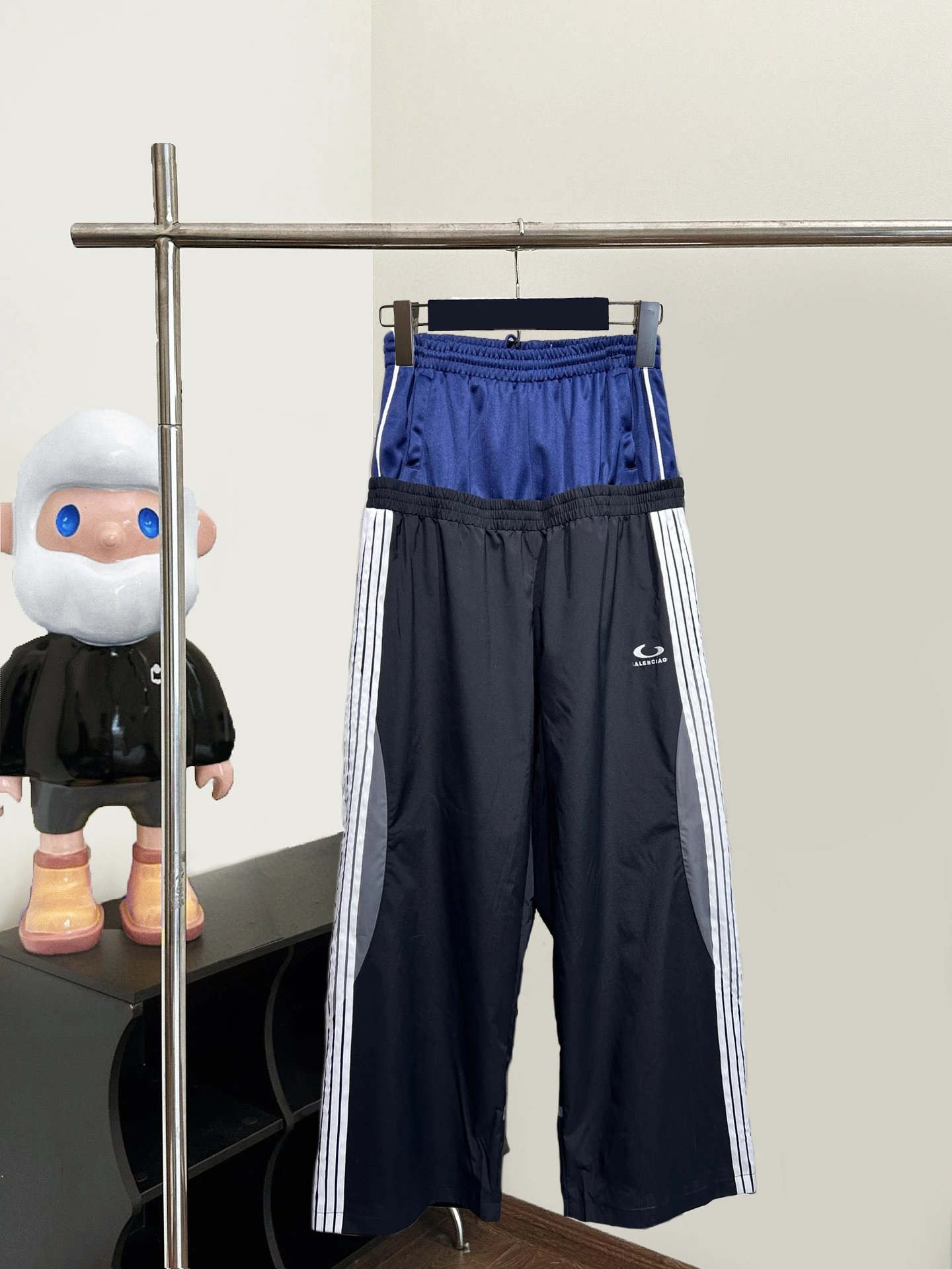Balenciaga Loop Sports Icon Sweatpants Fake Two-Piece Striped Black Blue