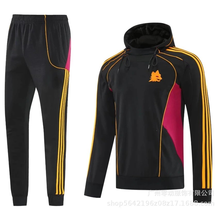 Unbranded Tracksuits Football-Inspired Zip-Up Track Jacket and Pants Set — 25 Rome Long Pull Hoodie