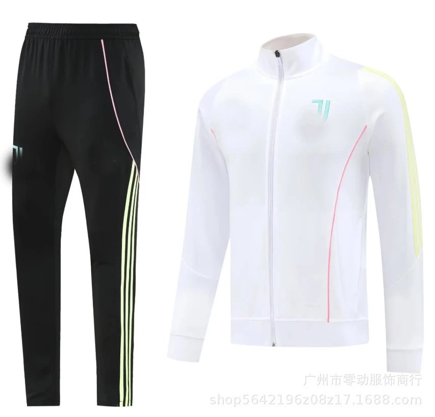 Unbranded Tracksuits Football-Inspired Zip-Up Track Jacket and Pants Set — 26 Juve White Jacket Set