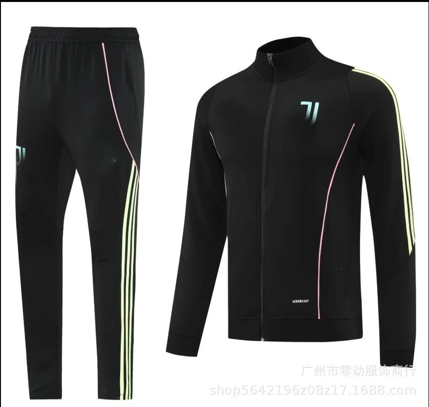 Unbranded Tracksuits Football-Inspired Zip-Up Track Jacket and Pants Set — 26 Juve Black Jacket Set