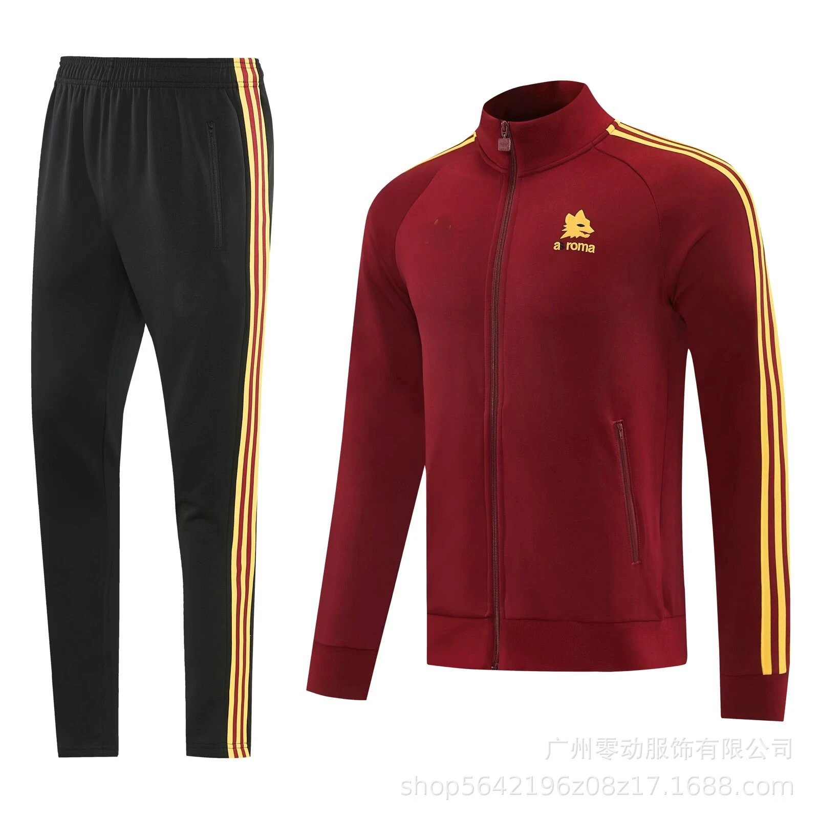 Unbranded Tracksuits Football-Inspired Zip-Up Track Jacket and Pants Set — 26 Roman Red Long Pull Jacket