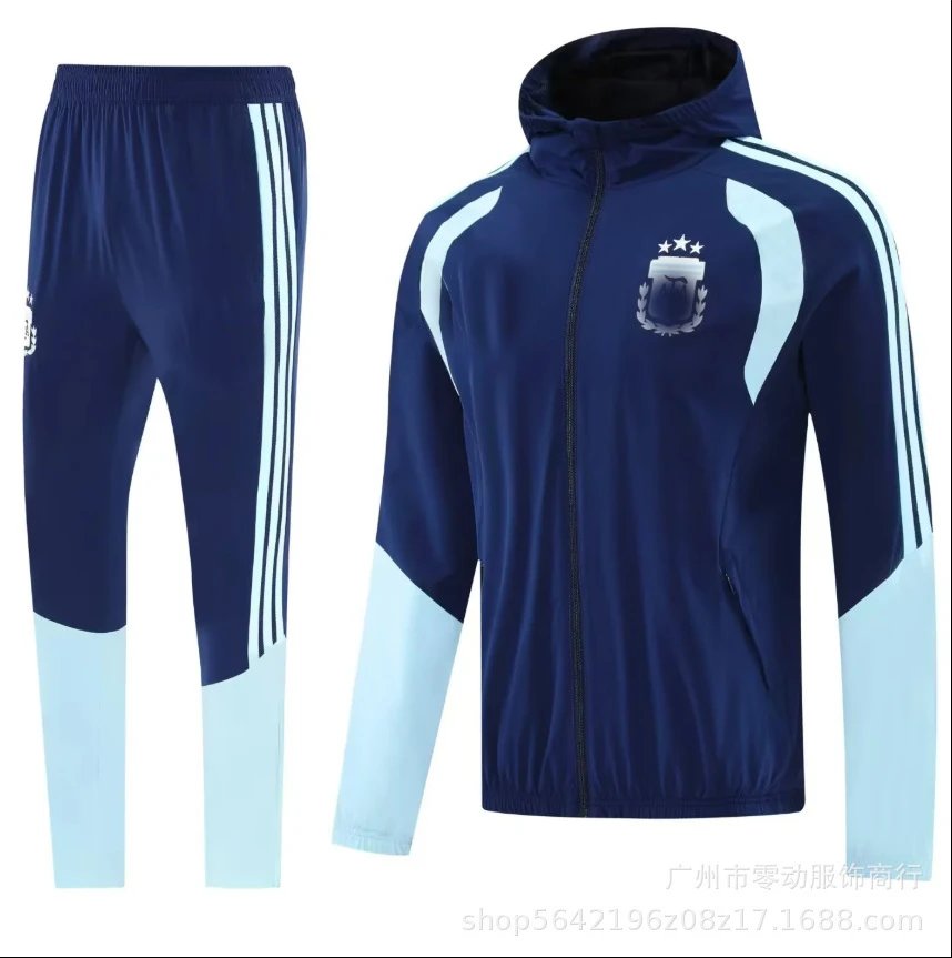 Unbranded Tracksuits Football-Inspired Zip-Up Track Jacket and Pants Set — 25 Argentina long-pull hoodie