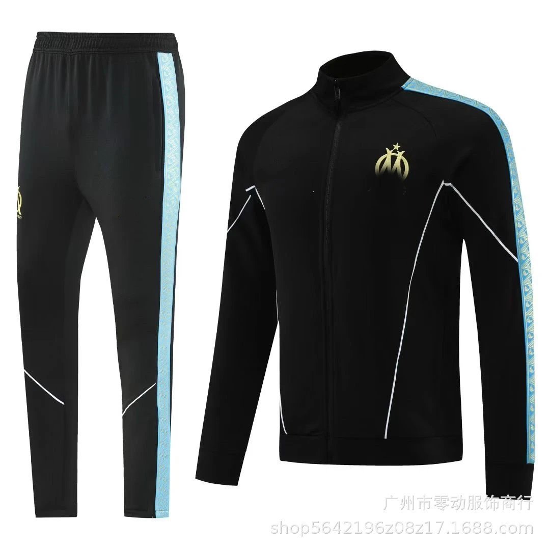 Unbranded Tracksuits Football-Inspired Zip-Up Track Jacket and Pants Set — 26 Marseille Long Pull Jacket