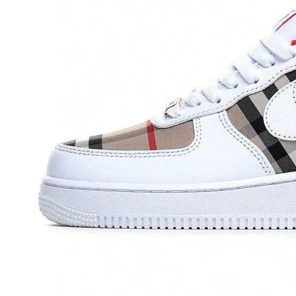 Burberry x Nike Air Force 1 Low Check Print White Sneakers - 1