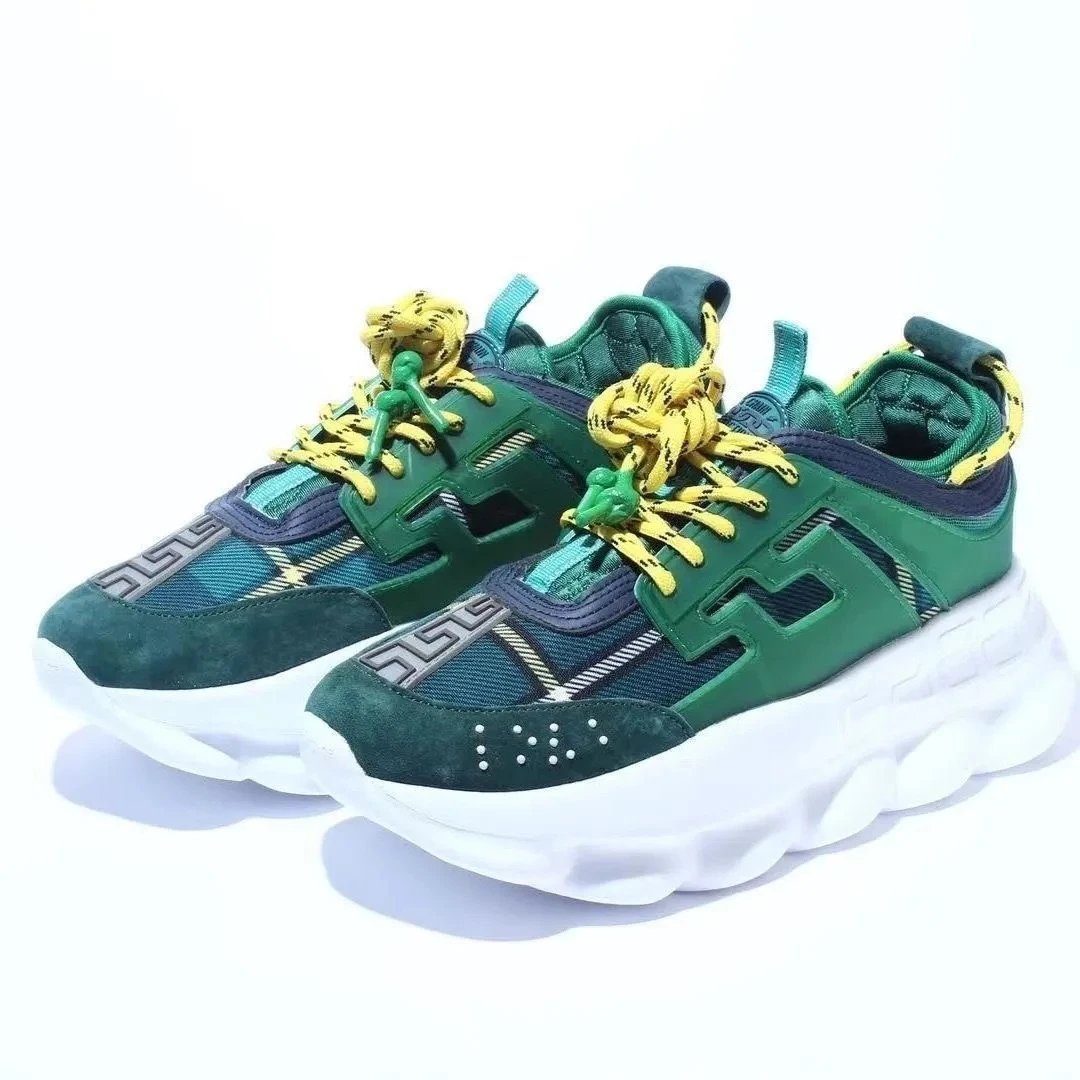 Versace Chain Reaction Green Yellow Sneakers Chunky Sneakers