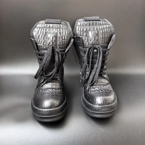 Design Crocodile-Embossed High-Top Boot in Black - 6