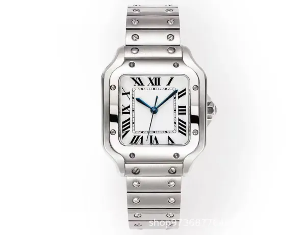 Cartier Santos Large White Dial Stainless Steel Watch Watches - 1