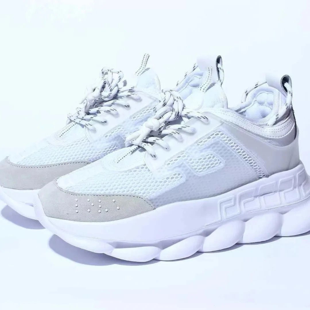 Versace Chain Reaction White Mesh Sneakers Chunky Sneakers