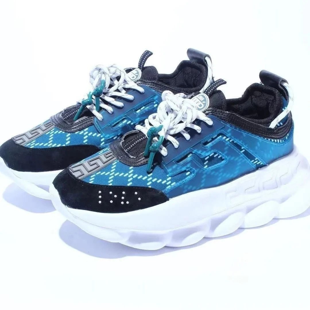 Versace Chain Reaction Blue Patterned Sneakers Chunky Sneakers