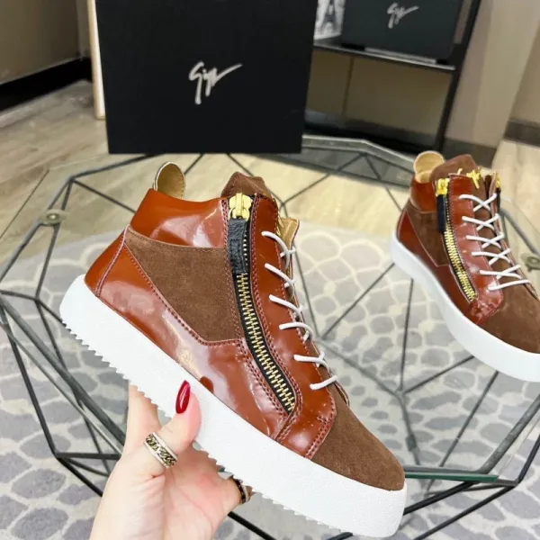 Design Giuseppe Zanotti Decolleté Sneaker Brown Suede and Patent Leather Sneakers - 1