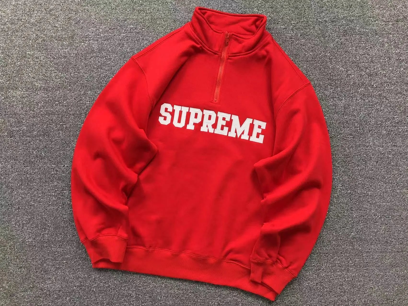 Supreme Hoodies & Sweatshirts Collegiate Number 8 Graphic Crewneck Sweatshirt — E582# Red Half-Zip Sweatshirt
