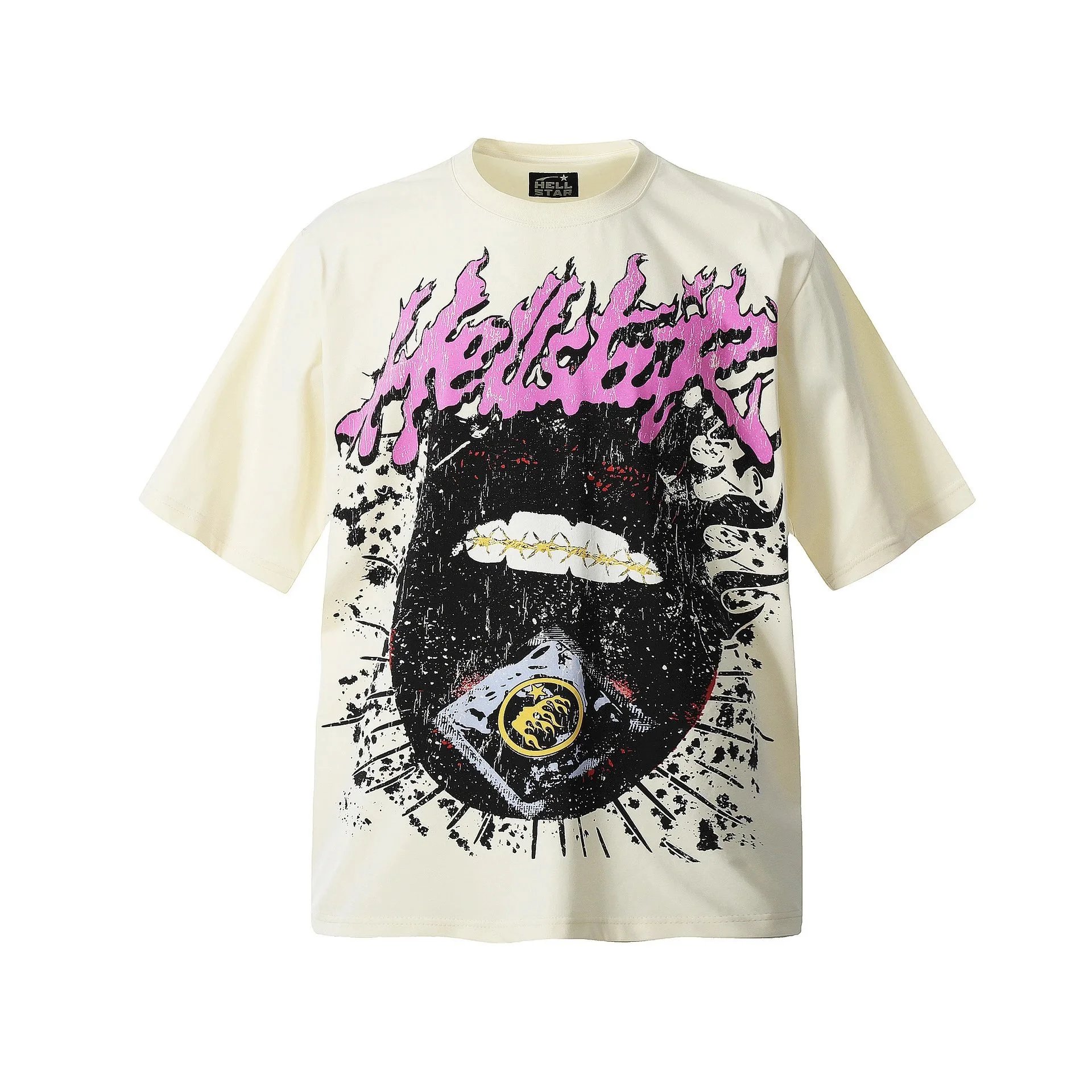 Hell Star Hellstar Graphic Print Beige T-Shirt - 1