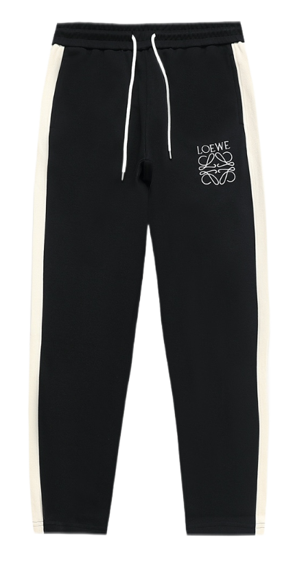 Loewe Anagram Sweatpants Black with Beige Stripe - 5