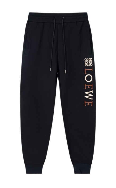 Loewe Anagram Sweatpants Black with Beige Stripe - 2