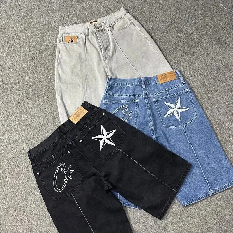 Star Embroidered Denim Shorts 