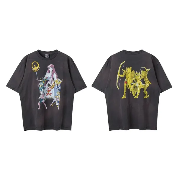 Saint Seiya x Unknown Collaborator Oversized Graphic T-Shirt Black - 1