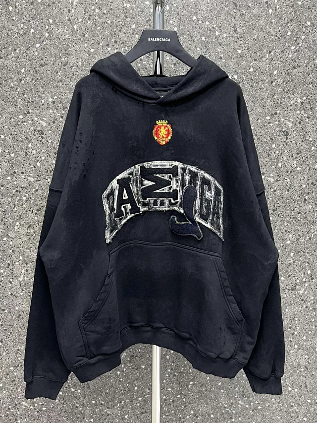 Balenciaga Distressed Logo Hoodie