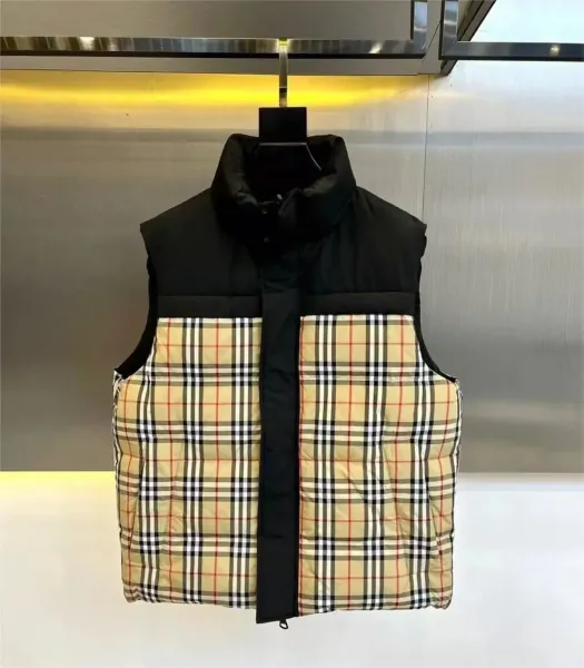 Burberry Vintage Check Puffer Vest Black Beige - 1