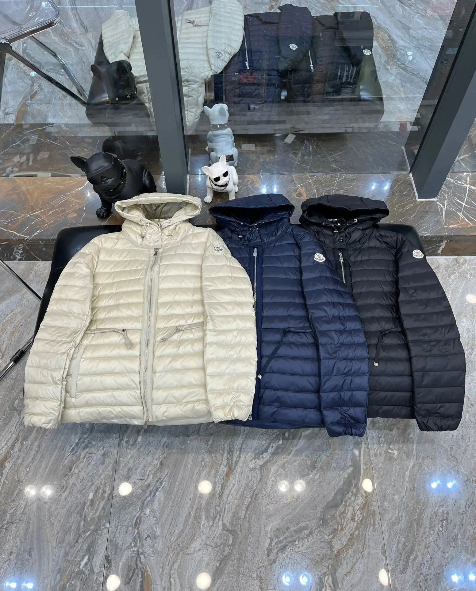 Moncler Mayfair Navy Button-Front Down Jacket - 36