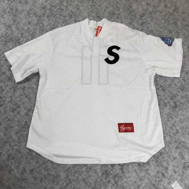 Supreme T-Shirts Mesh number graphic jersey-style T-shirt — S 05-white