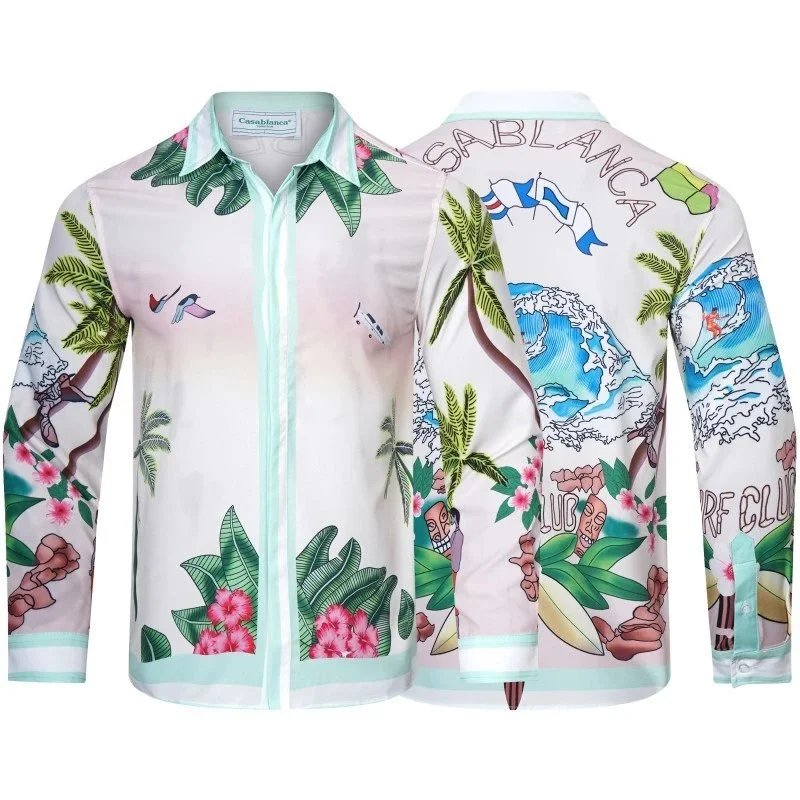 Casablanca Tropical Print Long-Sleeve Shirt Multicolor
