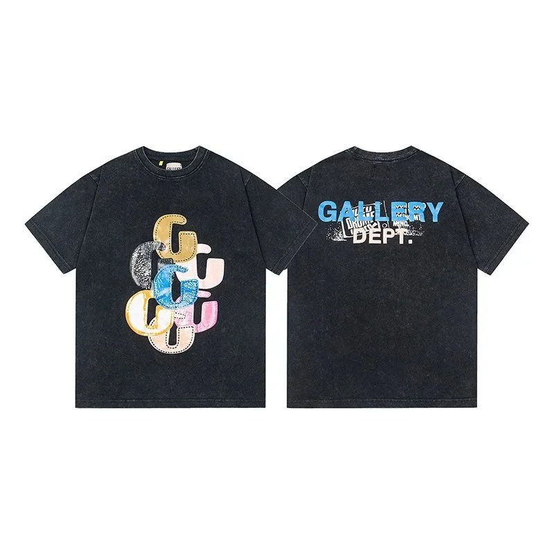 Gallery Dept. T-Shirts Graphic Print Short-Sleeve T-Shirt — G467 Washed Black