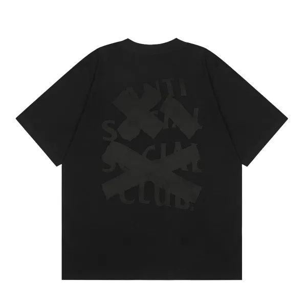 Anti Social Social Club Black Tone-on-Tone Logo T-Shirt - 1