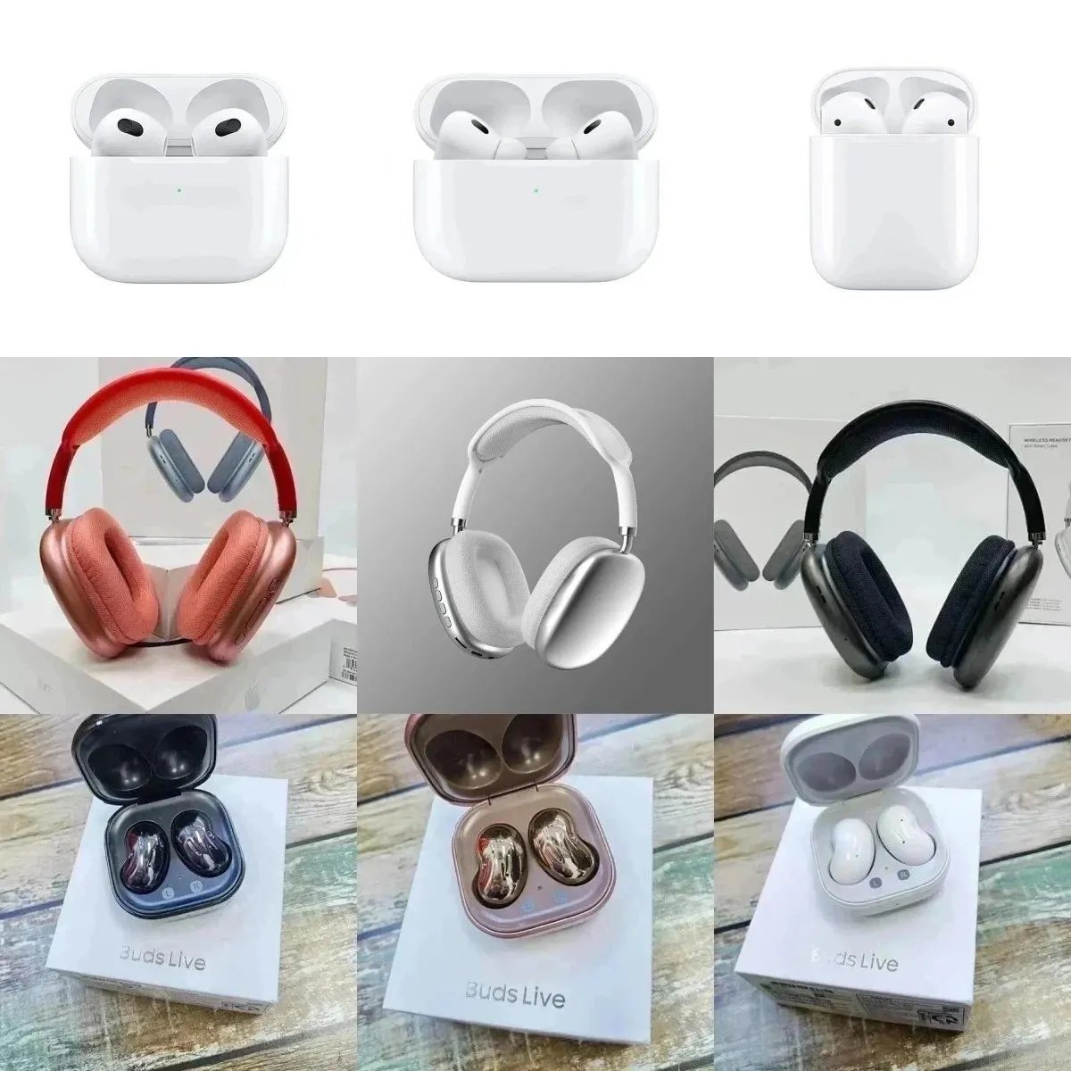 Apple White AirPods Pro and Samsung Buds Live Wireless Earbuds Combo Pack