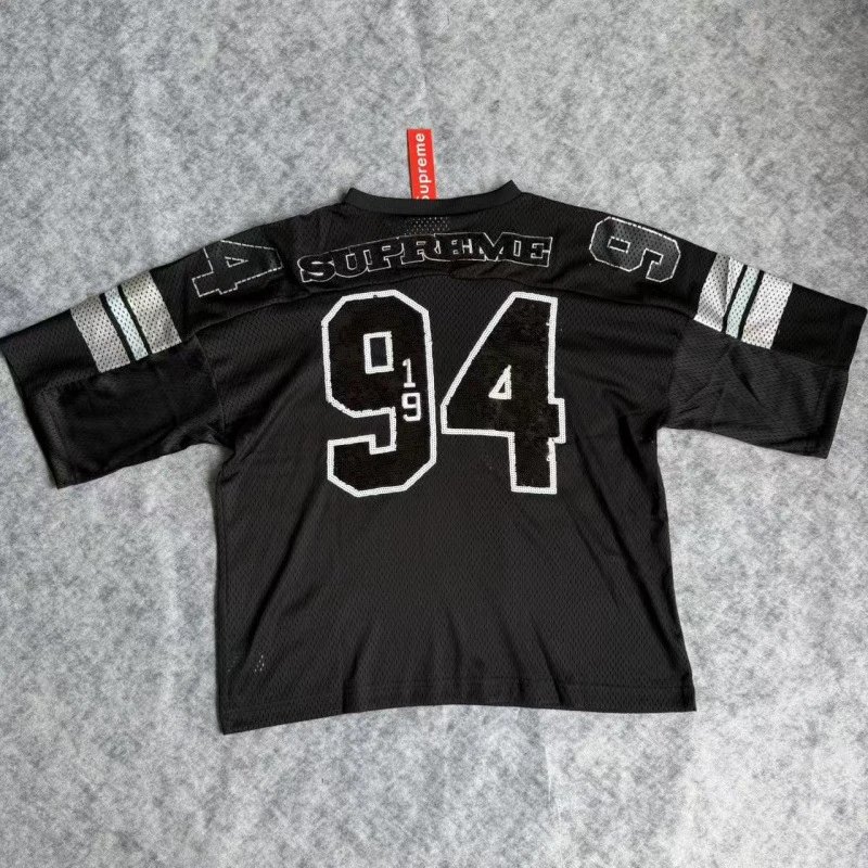 Supreme T-Shirts Mesh number graphic jersey-style T-shirt — S 08-Black