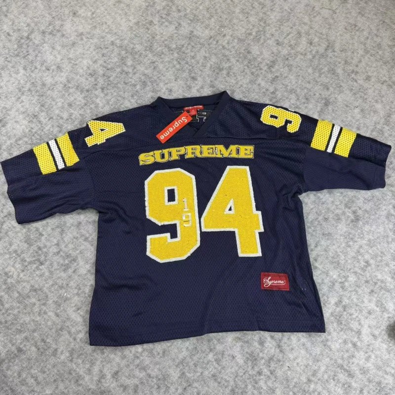 Supreme T-Shirts Mesh number graphic jersey-style T-shirt — S 08-Blue
