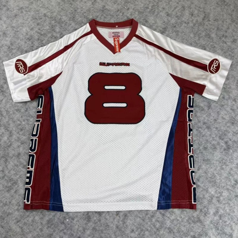 Supreme T-Shirts Mesh number graphic jersey-style T-shirt — E 2030-white