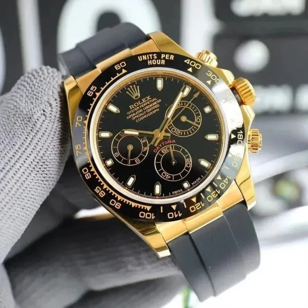 Rolex Daytona Gold Black Chronograph Watch Watches - 1