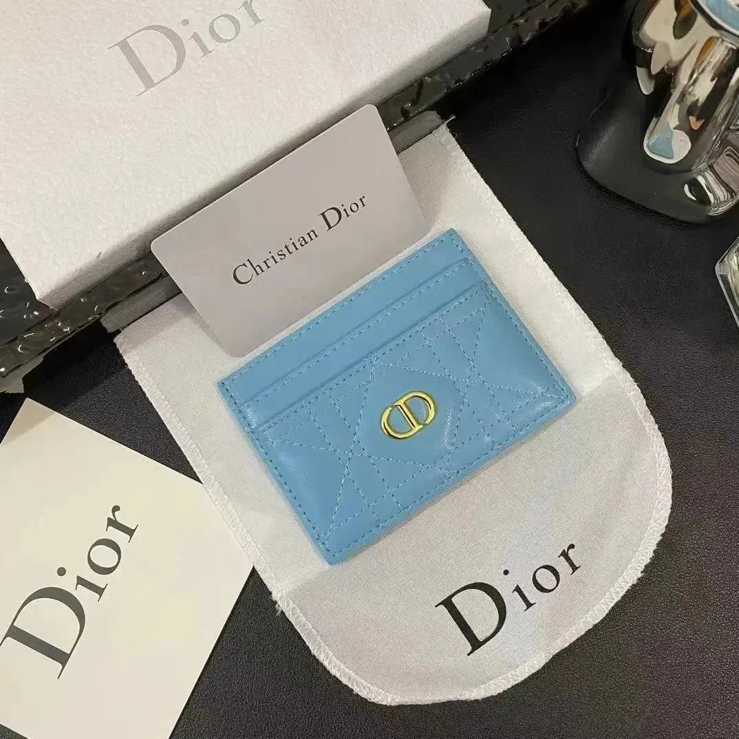 Dior Diorama Card Holder Sky Blue Leather