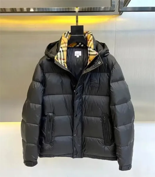 Burberry Check-Trimmed Down Jacket Black - 1
