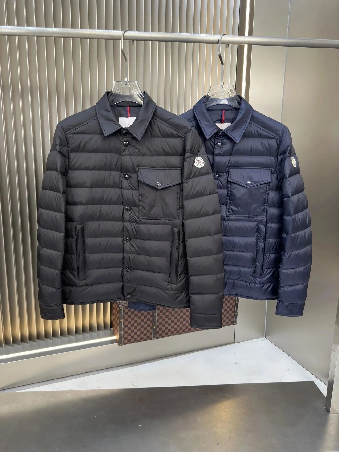 Moncler Mayfair Navy Button-Front Down Jacket - 33