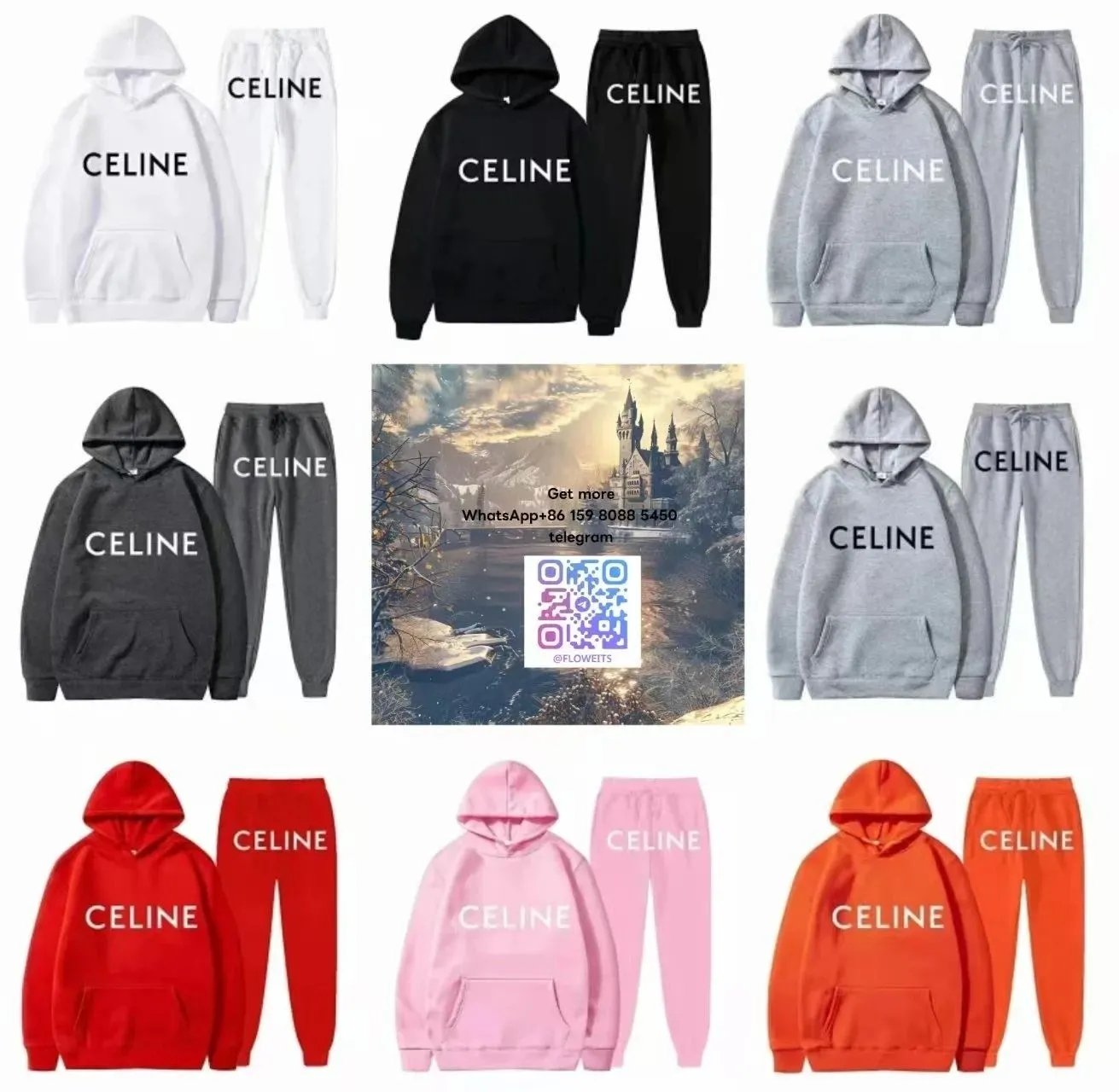 CELINE Logo Hoodie and Jogger 