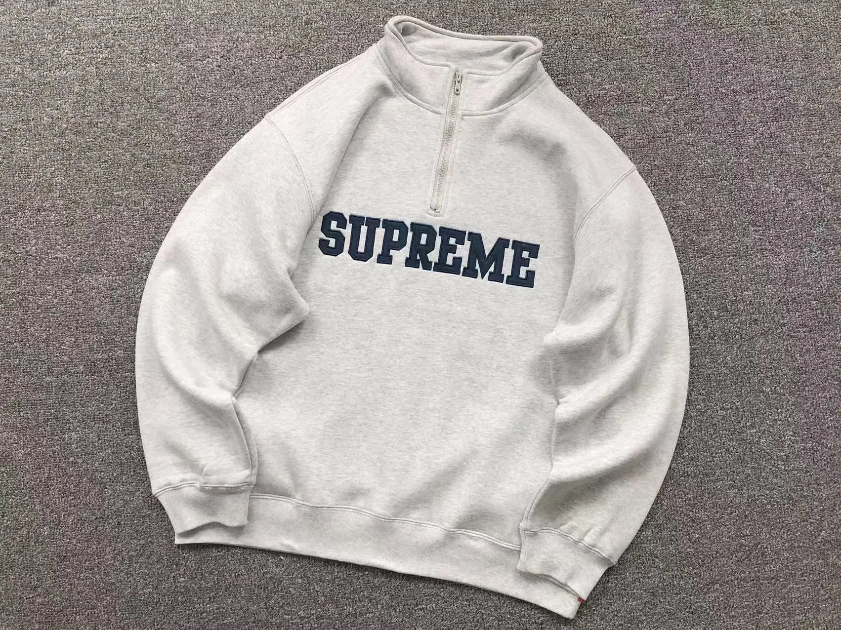 Supreme Hoodies & Sweatshirts Collegiate Number 8 Graphic Crewneck Sweatshirt — E582# half zipper sweater light gray