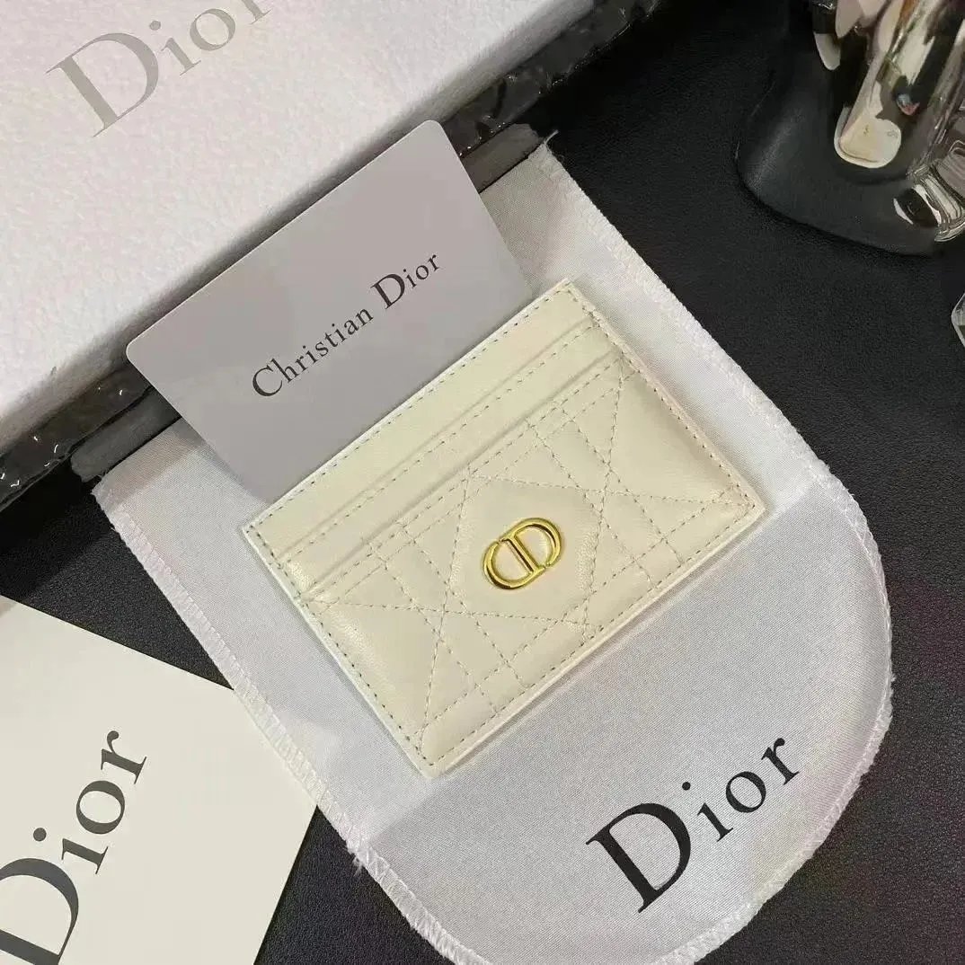 Dior Diorama Card Holder Beige Leather Wallet