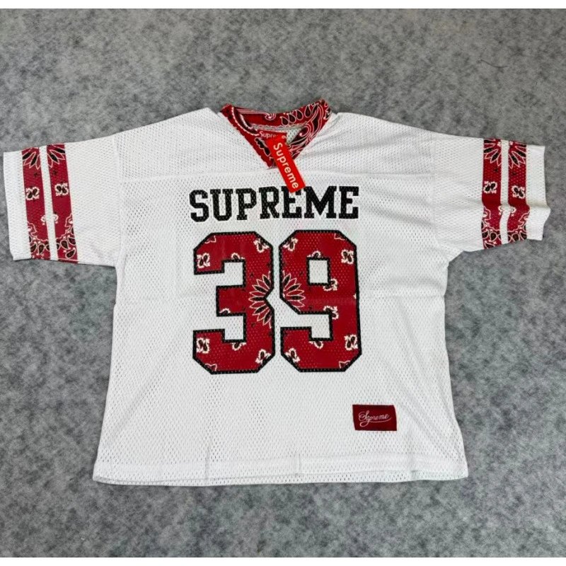 Supreme T-Shirts Mesh number graphic jersey-style T-shirt — 5001-white