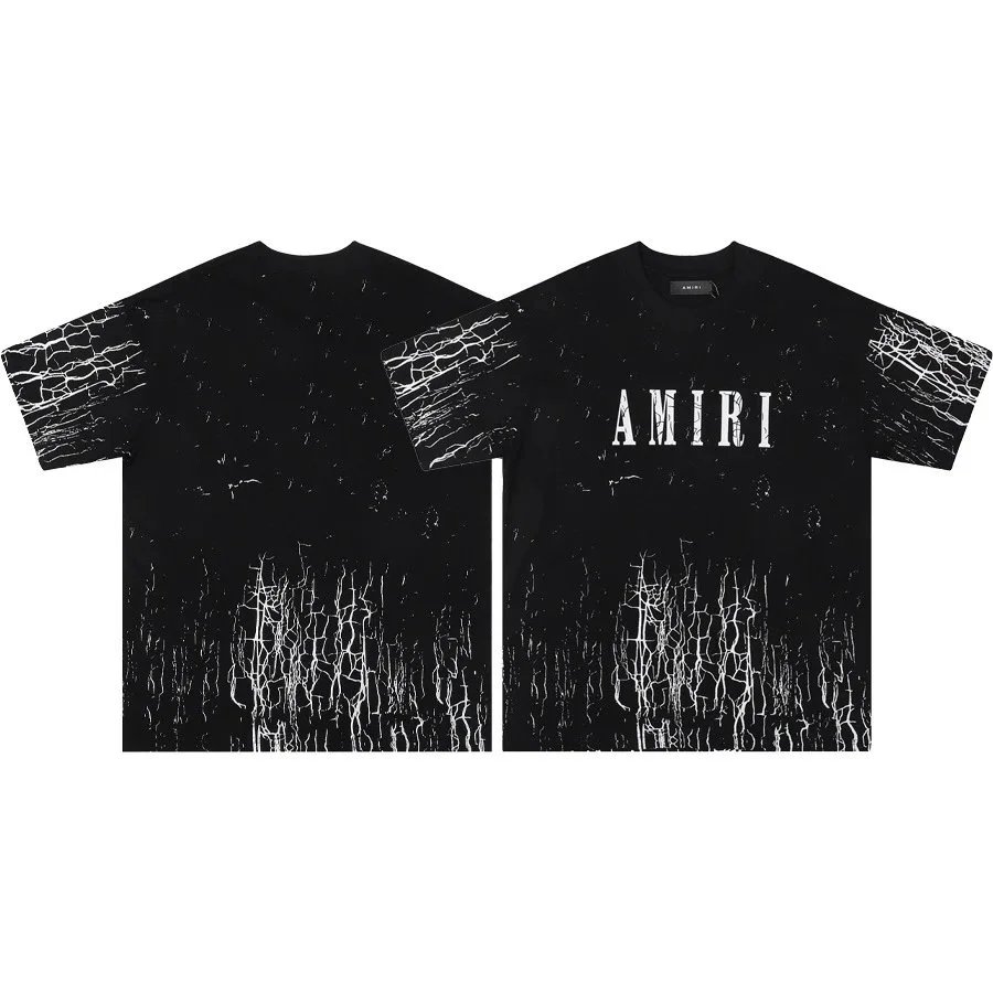 AMIRI T-Shirts Graphic Print T-Shirt — 666 Black [Printed Crackle]
