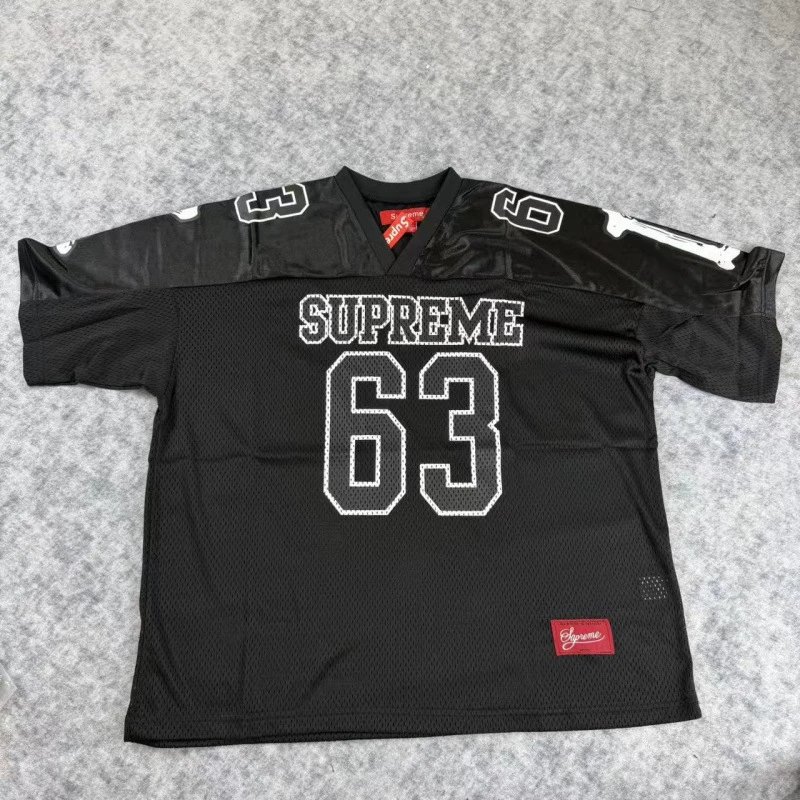 Supreme T-Shirts Mesh number graphic jersey-style T-shirt — 5002-Black