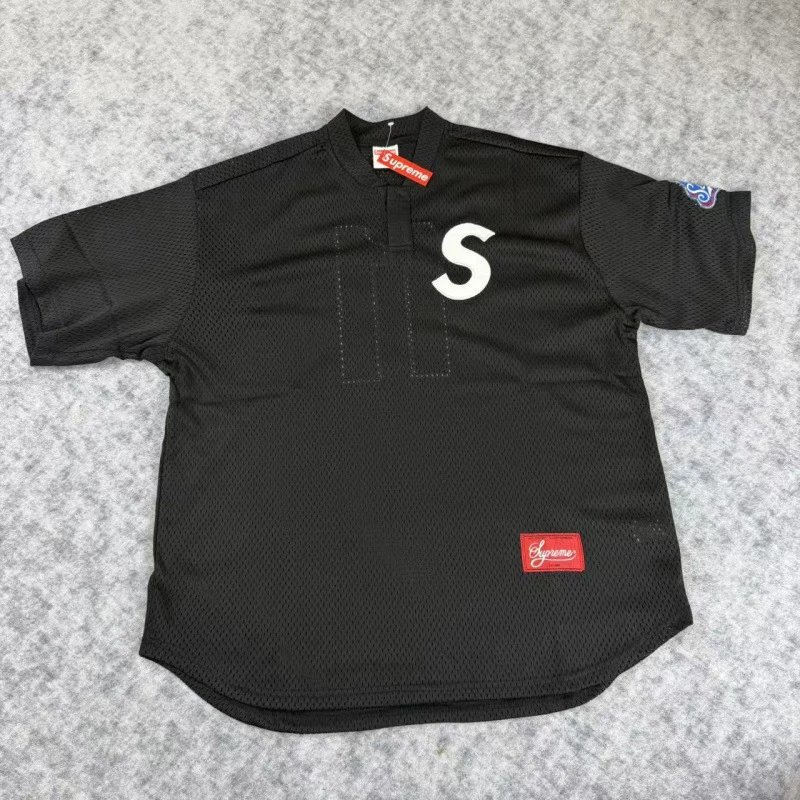 Supreme T-Shirts Mesh number graphic jersey-style T-shirt — S 05-Black