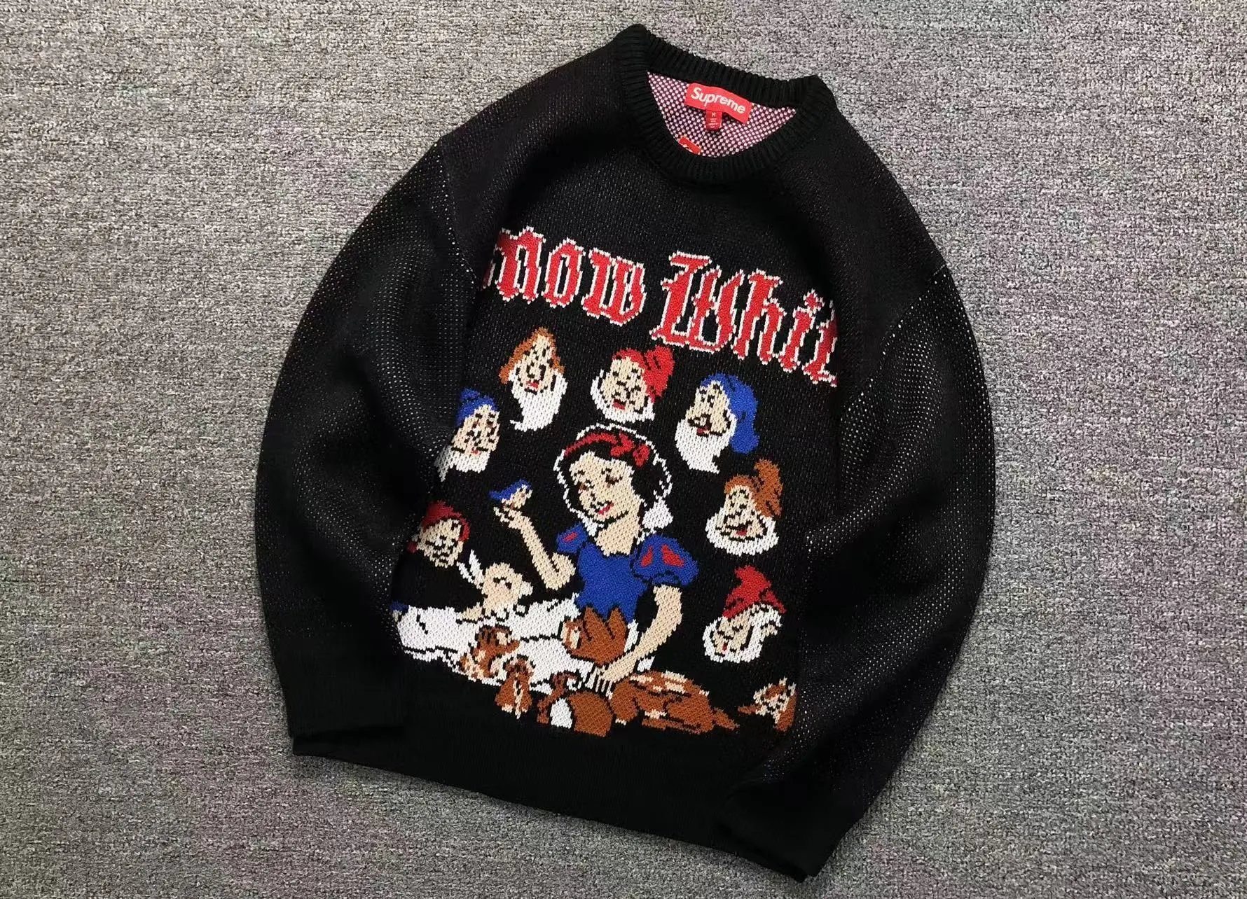 Supreme Hoodies & Sweatshirts Collegiate Number 8 Graphic Crewneck Sweatshirt — M002#Snow White Black